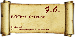 Fábri Orfeusz névjegykártya